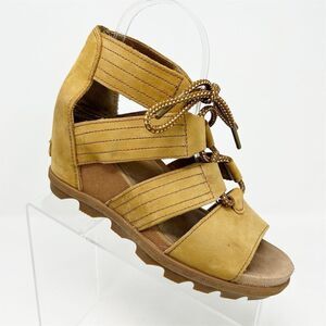 Sorel Joanie II Lace Up Wedge Sandals Women's Size 8 Honey Brown Gladiator